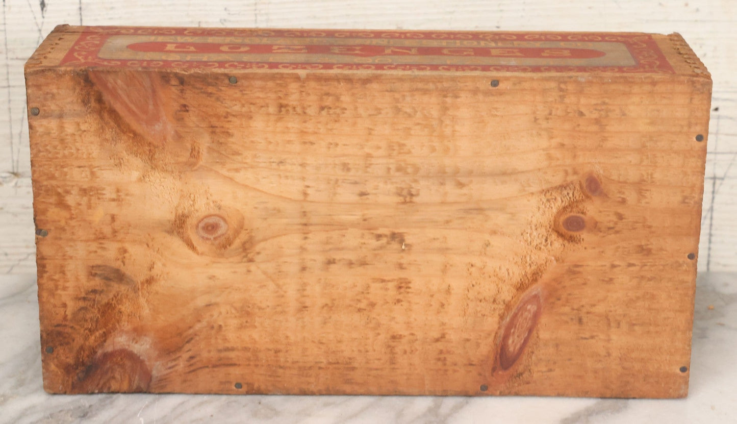 Lot 106 - Antique Wooden Candy Box For New England Confectionery Co. Lozenges, Manufactured At Chase & Co., Factory, With Label Printed On Crate, Slide Out Lid