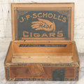 Lot 108 - Antique Wooden Cigar Box For J.F. Scholl's "Hand-Made" Cigars, New Haven, Connecticut, With Lithographed Interior And Exterior Labels With Hand Motif Graphics