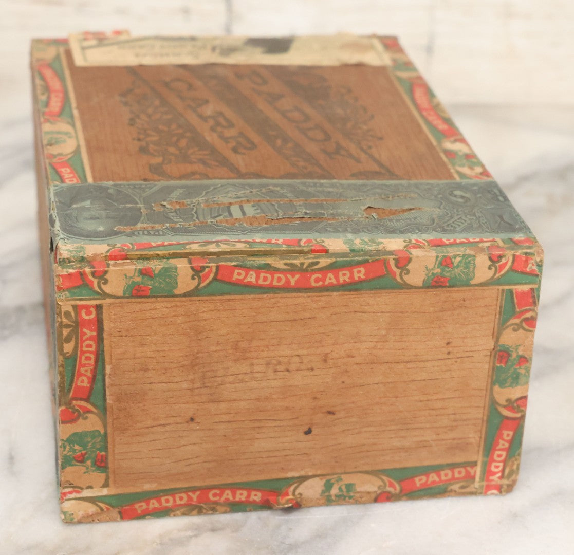 Lot 109 - Antique Wooden Cigar Box For "Paddy Carr" Cigars, With Lithographed Interior And Exterior Labels With Irish Caricature Graphics, Label By Central Litho Co., Cleveland, Ohio