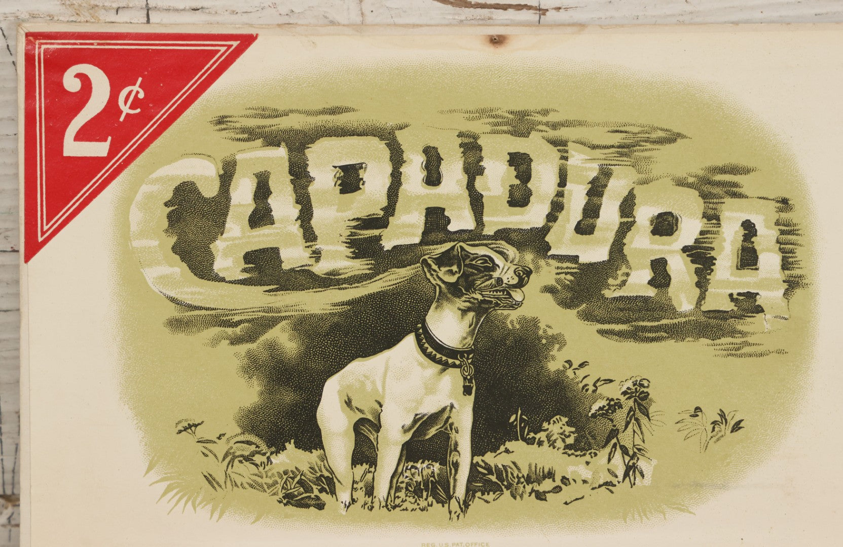 Lot 111 - Antique Wooden Cigar Box For "Capadura" Cigars, With Lithographed Interior And Exterior Labels With Jack Russell Terrier Dog Graphics
