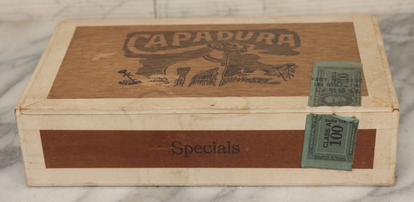 Lot 111 - Antique Wooden Cigar Box For "Capadura" Cigars, With Lithographed Interior And Exterior Labels With Jack Russell Terrier Dog Graphics