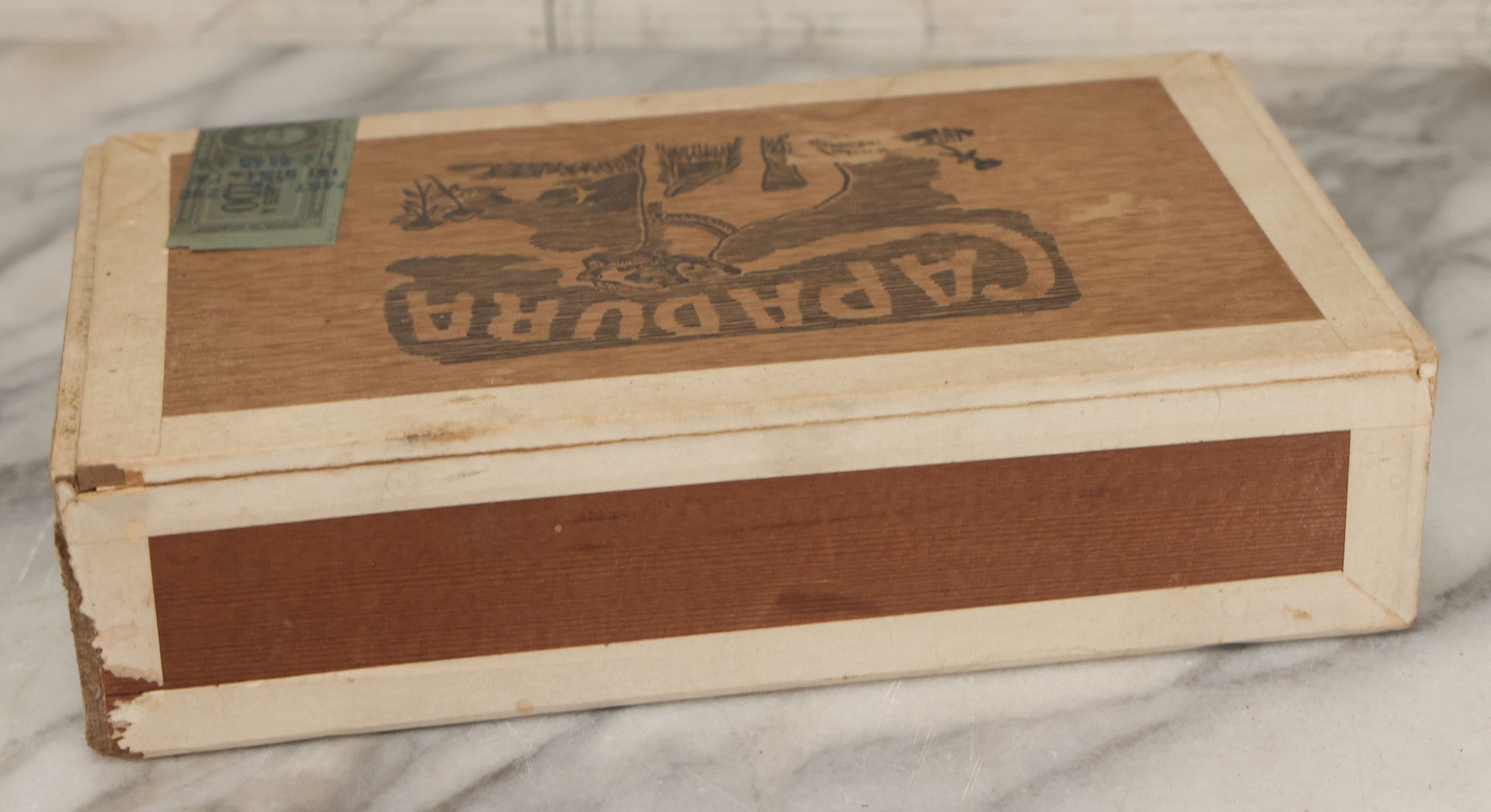 Lot 111 - Antique Wooden Cigar Box For "Capadura" Cigars, With Lithographed Interior And Exterior Labels With Jack Russell Terrier Dog Graphics