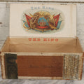 Lot 112 - Antique Wooden Cigar Box For "The King" Cigars, With Lithographed Interior And Exterior Labels With Lion And Crown Graphics, Lithographed By F. Heppenheimer's Sons, New York