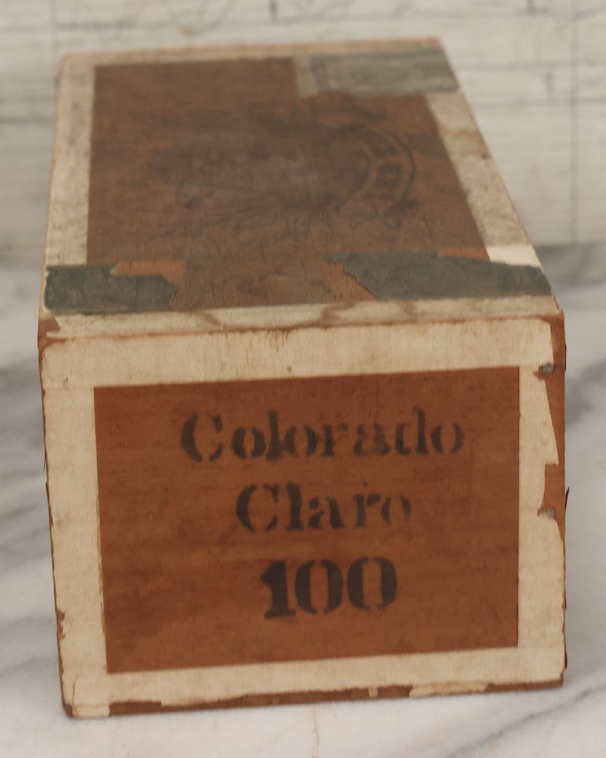 Lot 112 - Antique Wooden Cigar Box For "The King" Cigars, With Lithographed Interior And Exterior Labels With Lion And Crown Graphics, Lithographed By F. Heppenheimer's Sons, New York