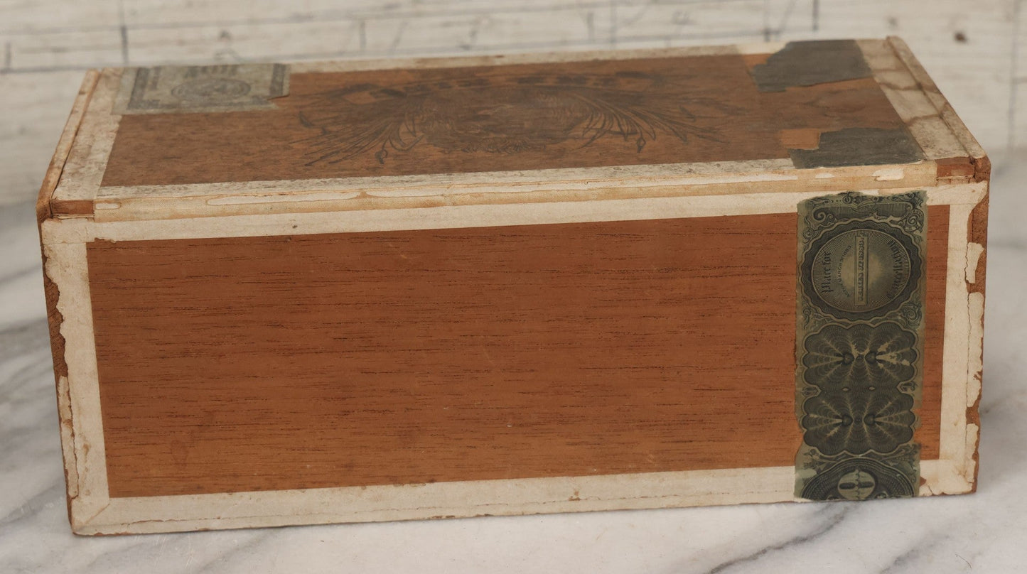 Lot 112 - Antique Wooden Cigar Box For "The King" Cigars, With Lithographed Interior And Exterior Labels With Lion And Crown Graphics, Lithographed By F. Heppenheimer's Sons, New York