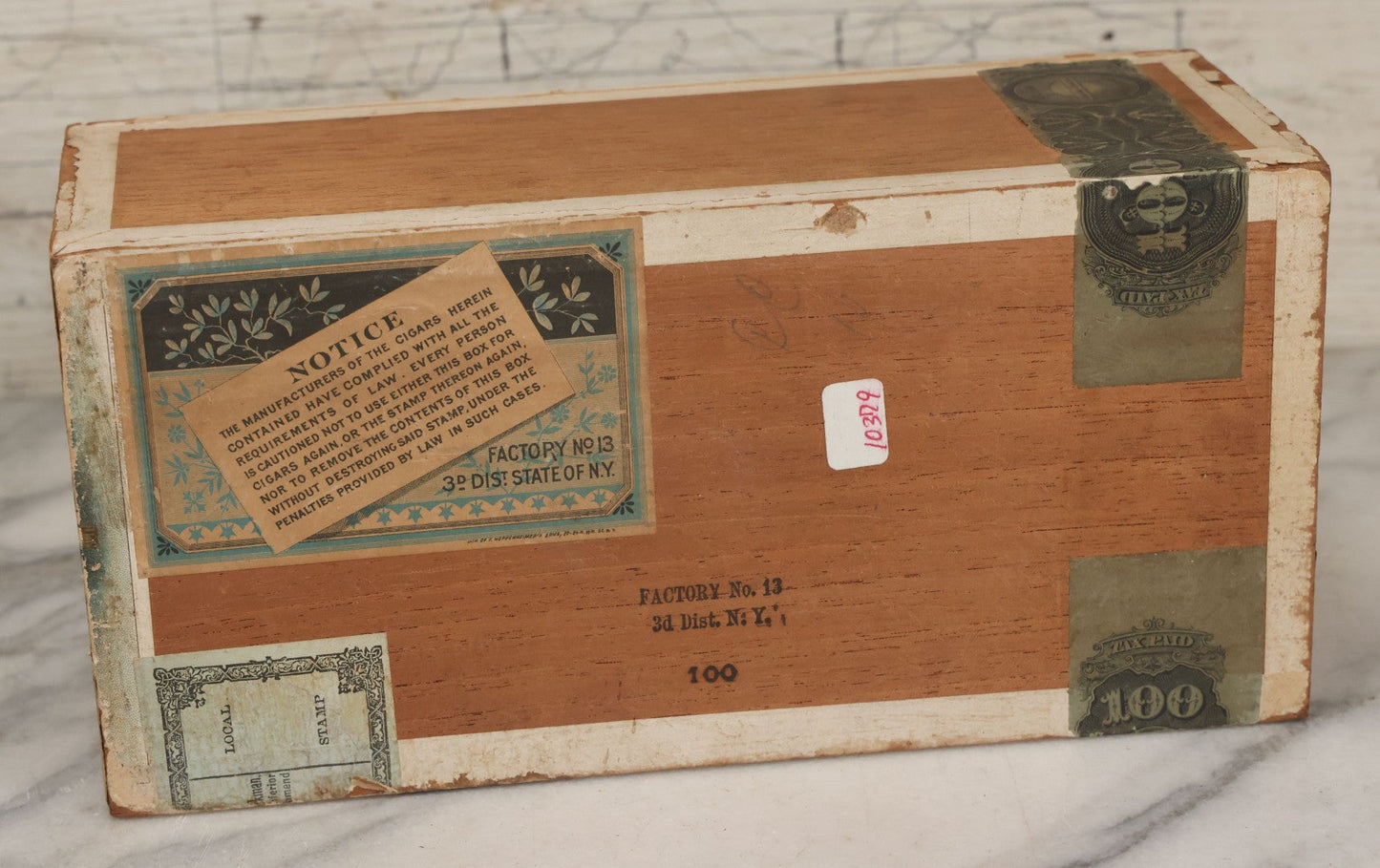 Lot 112 - Antique Wooden Cigar Box For "The King" Cigars, With Lithographed Interior And Exterior Labels With Lion And Crown Graphics, Lithographed By F. Heppenheimer's Sons, New York