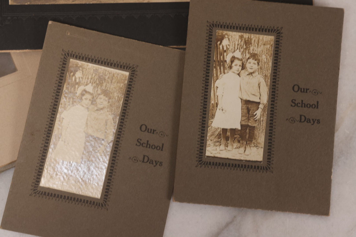 Lot 102 - Grouping Of Four Antique Photographs Including Duplicate Photos Of School Friends, Group School Class Photo, And Little Girl Named Norma May Gallant On Christmas, 1915