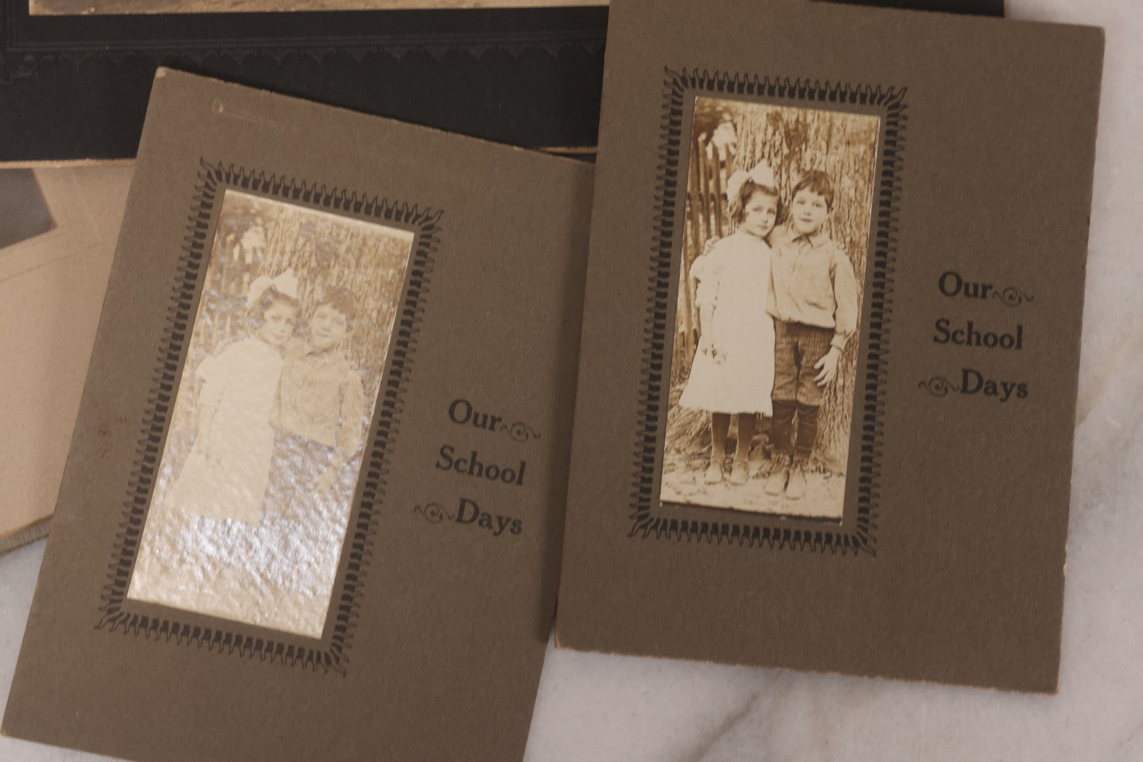 Lot 102 - Grouping Of Four Antique Photographs Including Duplicate Photos Of School Friends, Group School Class Photo, And Little Girl Named Norma May Gallant On Christmas, 1915