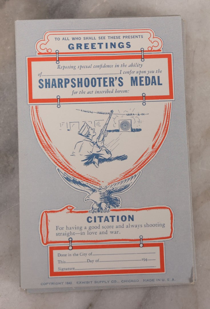 Lot 106 - Grouping Of 32 Vintage World War 2 Comic Military Citation And Medal Postcards, Copyright 1942, By Exhibit Supply Co., Chicago, Illinois