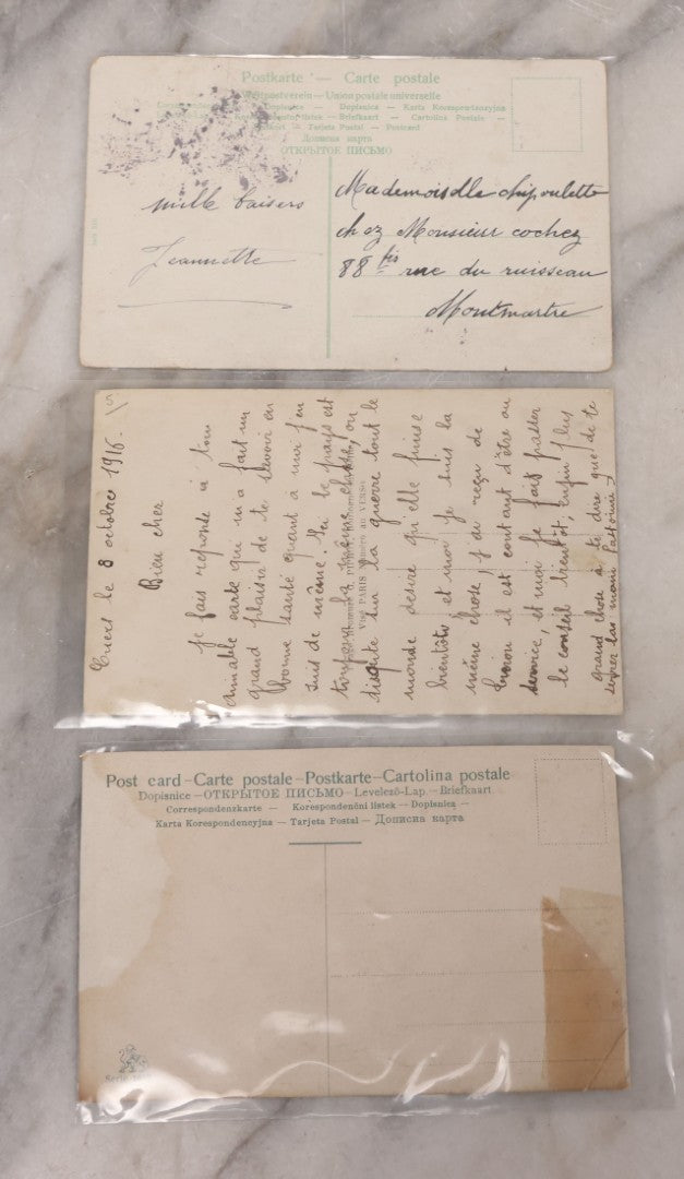 Lot 107 - Grouping Of Three Antique Foreign Postcards Of Children And Cherubs In Fantastical Scenes Including Flying On Birds, Napping On The Moon, And Sitting On Giant Mushrooms