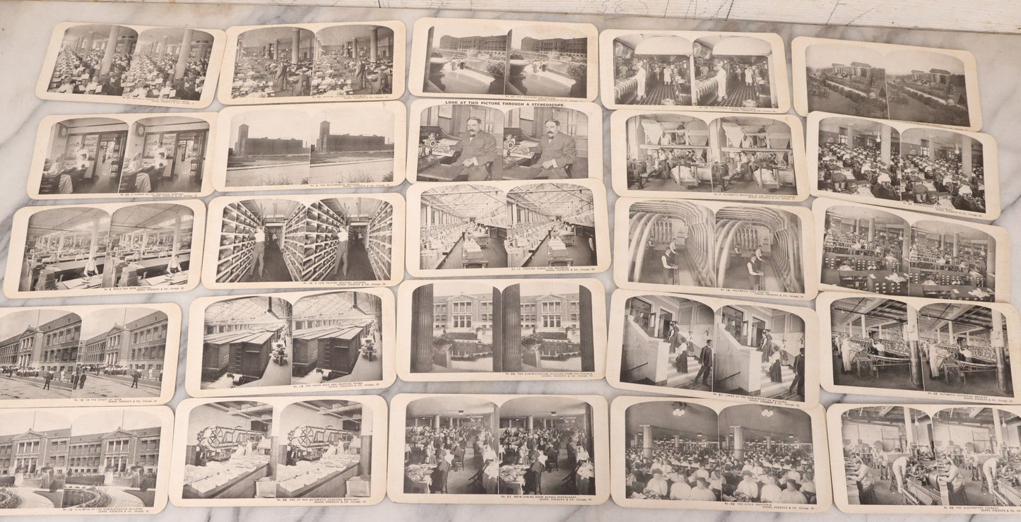 Lot 112 - Grouping Of 25 Antique Occupational Stereo View Cards Showing The Interior Operations Of Sears, Roebuck, & Co., Chicago, Illinois