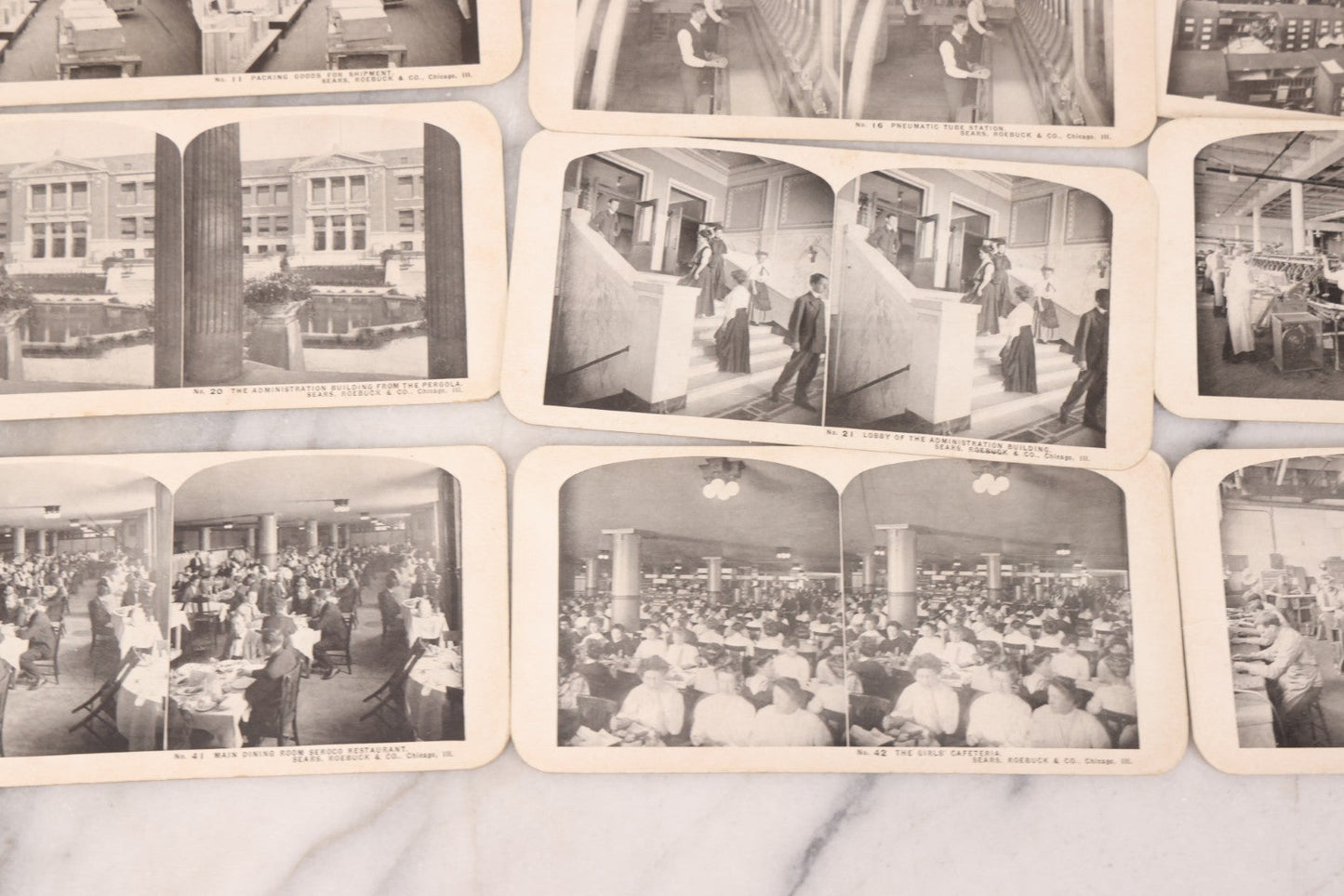 Lot 112 - Grouping Of 25 Antique Occupational Stereo View Cards Showing The Interior Operations Of Sears, Roebuck, & Co., Chicago, Illinois