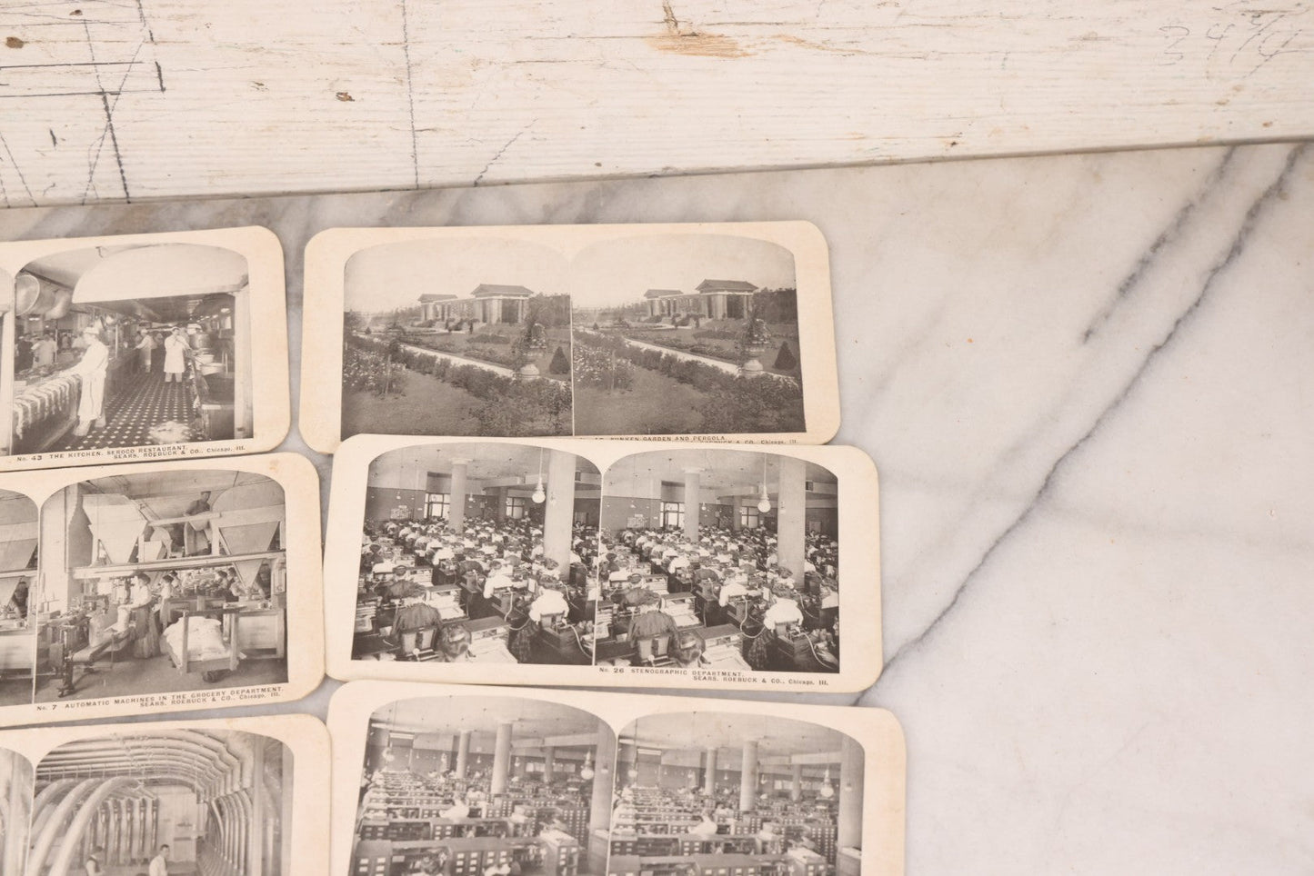 Lot 112 - Grouping Of 25 Antique Occupational Stereo View Cards Showing The Interior Operations Of Sears, Roebuck, & Co., Chicago, Illinois