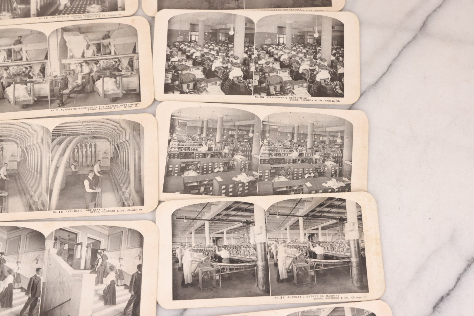 Lot 112 - Grouping Of 25 Antique Occupational Stereo View Cards Showing The Interior Operations Of Sears, Roebuck, & Co., Chicago, Illinois