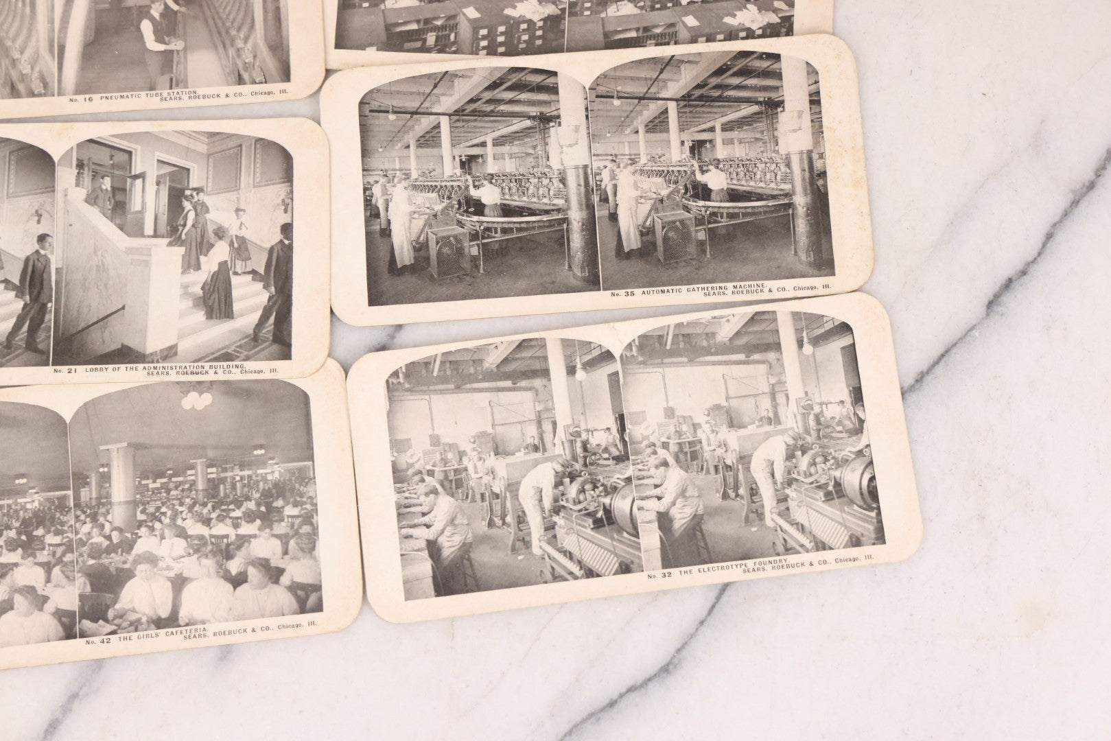 Lot 112 - Grouping Of 25 Antique Occupational Stereo View Cards Showing The Interior Operations Of Sears, Roebuck, & Co., Chicago, Illinois