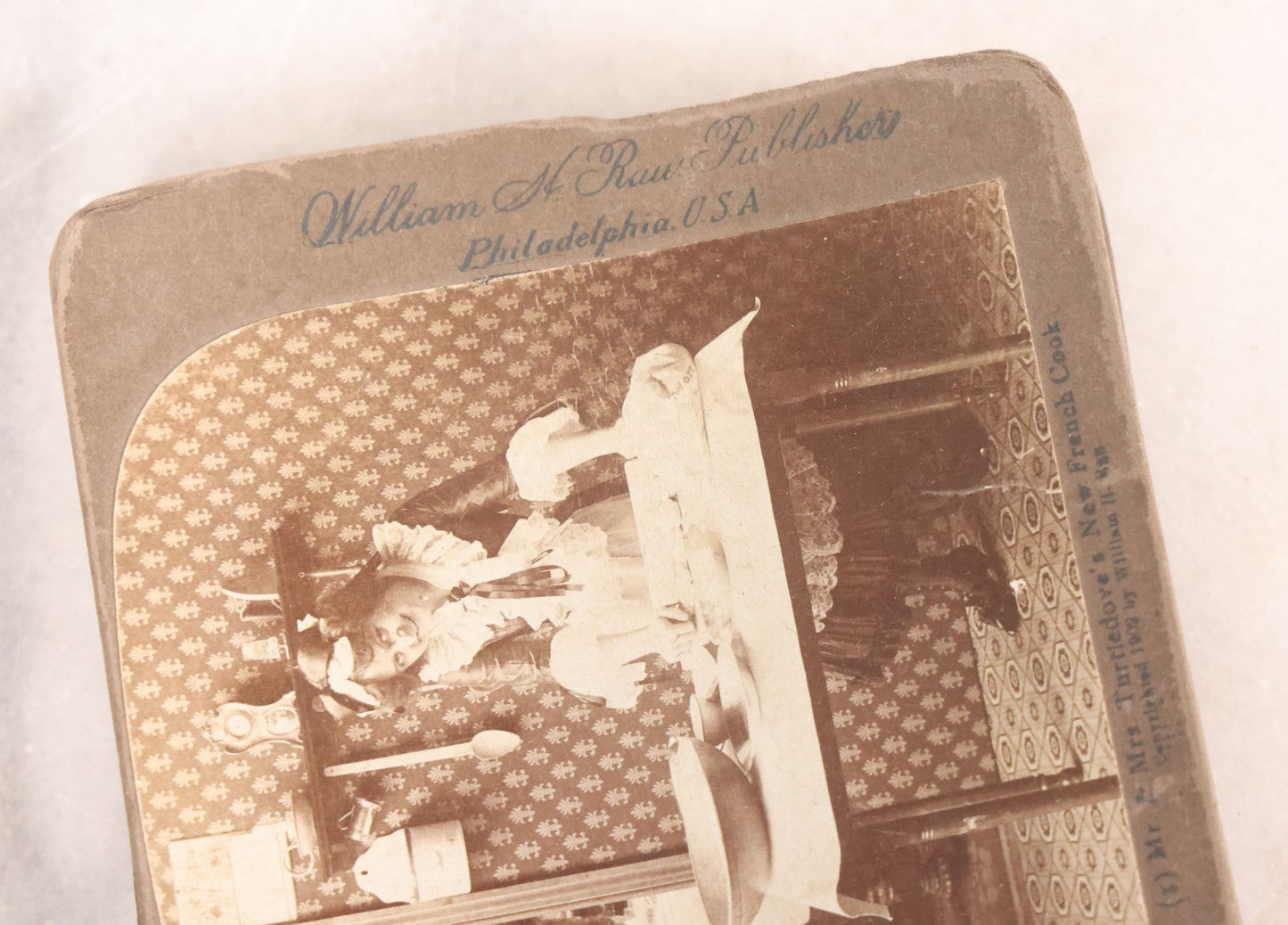 Lot 113 - Antique Grouping Of 11 Sequential Comic Photo Stereocards In Which Mr. Turtledove Is Caught Philandering With His And His Wife's New French Cook, Copyright 1902, By William H. Rau, Sold Only By Universal View Co., Philadelphia, Pennsylvania