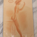 Lot 120 - Antique Nude Pinup Ephemera Scrap Titled "Morning Song," Naked Lady Posing With Bird Illustrated By Archie Gunn