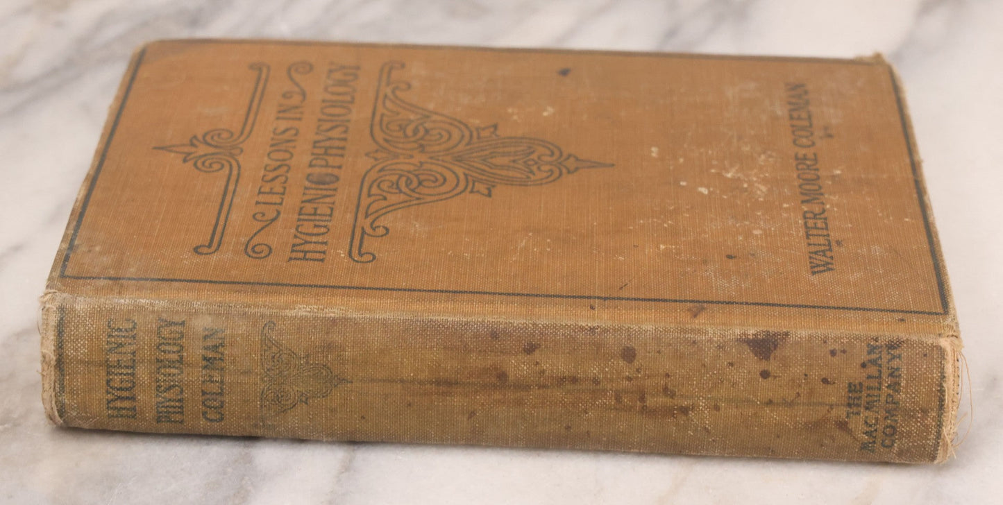 Lot 129 - "Lessons In Hygienic Physiology" Antique Illustrated Medical Book By Walter Moore Coleman, The Macmillan Company, Publisher, New York, 1914, Note Coloring And Pencil Marks Throughout, Many Illustrations Cut Out Of Book