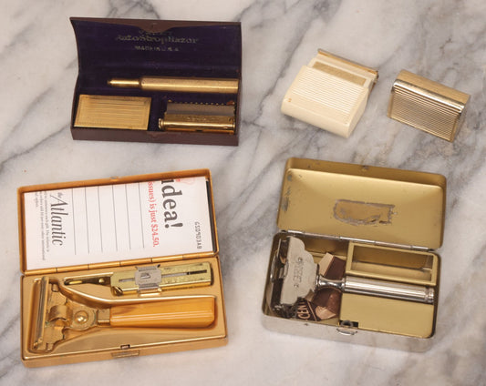 Lot 058 - Vintage Mens Shaving Lot Including Gem Safety Razor, Imperial Schick Injector Razor, And Valet Autostrop Razor, All In Cases, And Eversharp Travel Razor