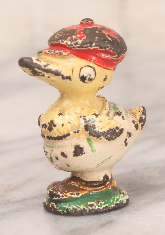 Lot 072 - Vintage Hubley Cast Iron Duck Golfer Paperweight With Original Paint, 2-3/8" H