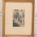 Lot 091 - Antique Hand Colored Photograph Of Two Women Outside Home, Titled "Welcome Guest", Photographed By David Davidson, In Frame, 5-1/2" x 6-1/2"