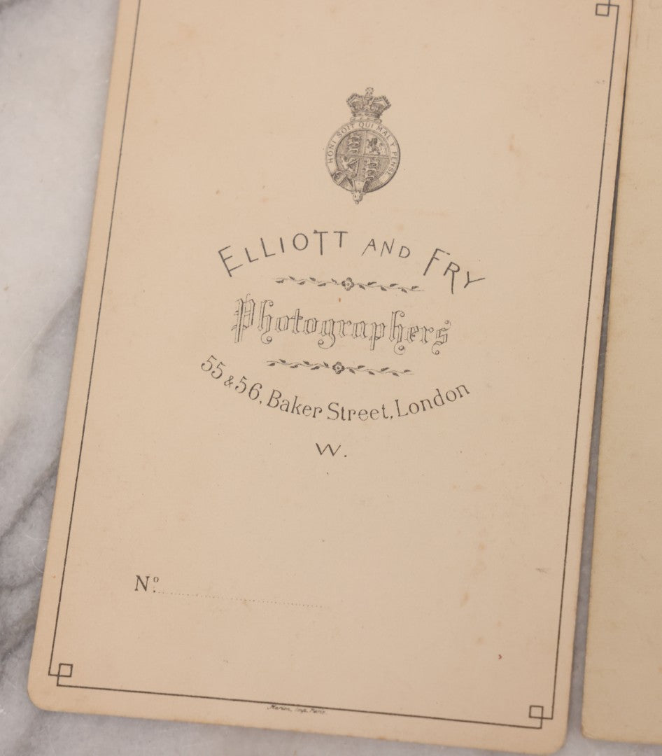Lot 100 - Grouping Of Antique Photographs By British Photographers Including Four Cabinet Cards And Five Carte De Visite C.D.V. Photos By Photographers Including W. & D. Downey, Byrne & Co., Alexander Bassano, Elliott And Fry, And More