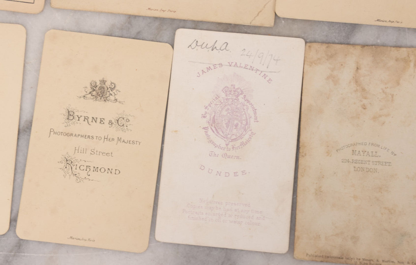 Lot 100 - Grouping Of Antique Photographs By British Photographers Including Four Cabinet Cards And Five Carte De Visite C.D.V. Photos By Photographers Including W. & D. Downey, Byrne & Co., Alexander Bassano, Elliott And Fry, And More