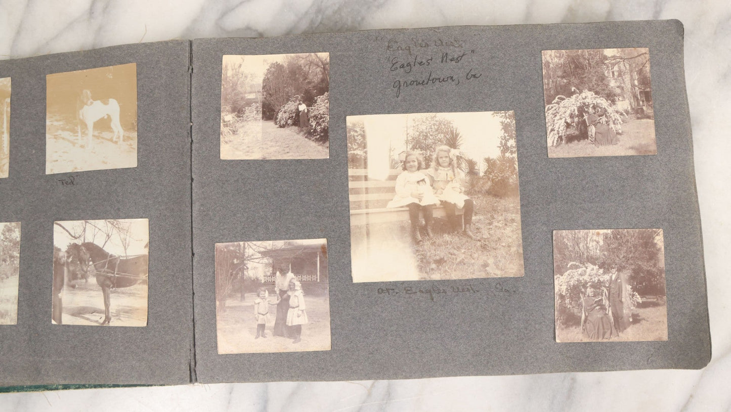 Lot 003 - Antique Snapshot Photo Album Belonging To Mary Eleanor Hill, Containing Photographs Taken In And Around "Brier Crest" In Villanova, Pennsylvania And "Eagle's Nest" In Grovetown, Georgia, With Over 300 Photographs, Including Women In Catacombs