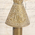 Lot 010 - Antique European Pressed Brass Virgin Mary Holding Child Devotional Statue, Depicting Our Lady Of The Pillar, After The First Marian Apparition In Zaragoza, Spain, 7-1/4" Height