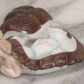 Lot 016 - Antique German Bisque Half Doll Turtle Lady, Risque Figurine, Butt Exposed When Turtle Shell Removed, Note Chips To Shell