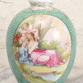 Lot 020 - Antique Transfer Printed Vienna Style Pottery Vase With Two Scenes After Angelica Kauffmann, Including Three Goddesses And Cupid Tying Wrists Of Partially Nude Woman, Made In Austria, 9-3/4" Height