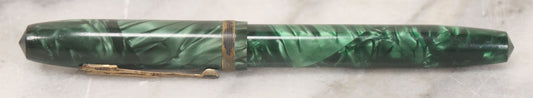 Lot 034 - Vintage Green Marbled Fountain Pen Manufactured By Epenco, With Original Cap, Untested