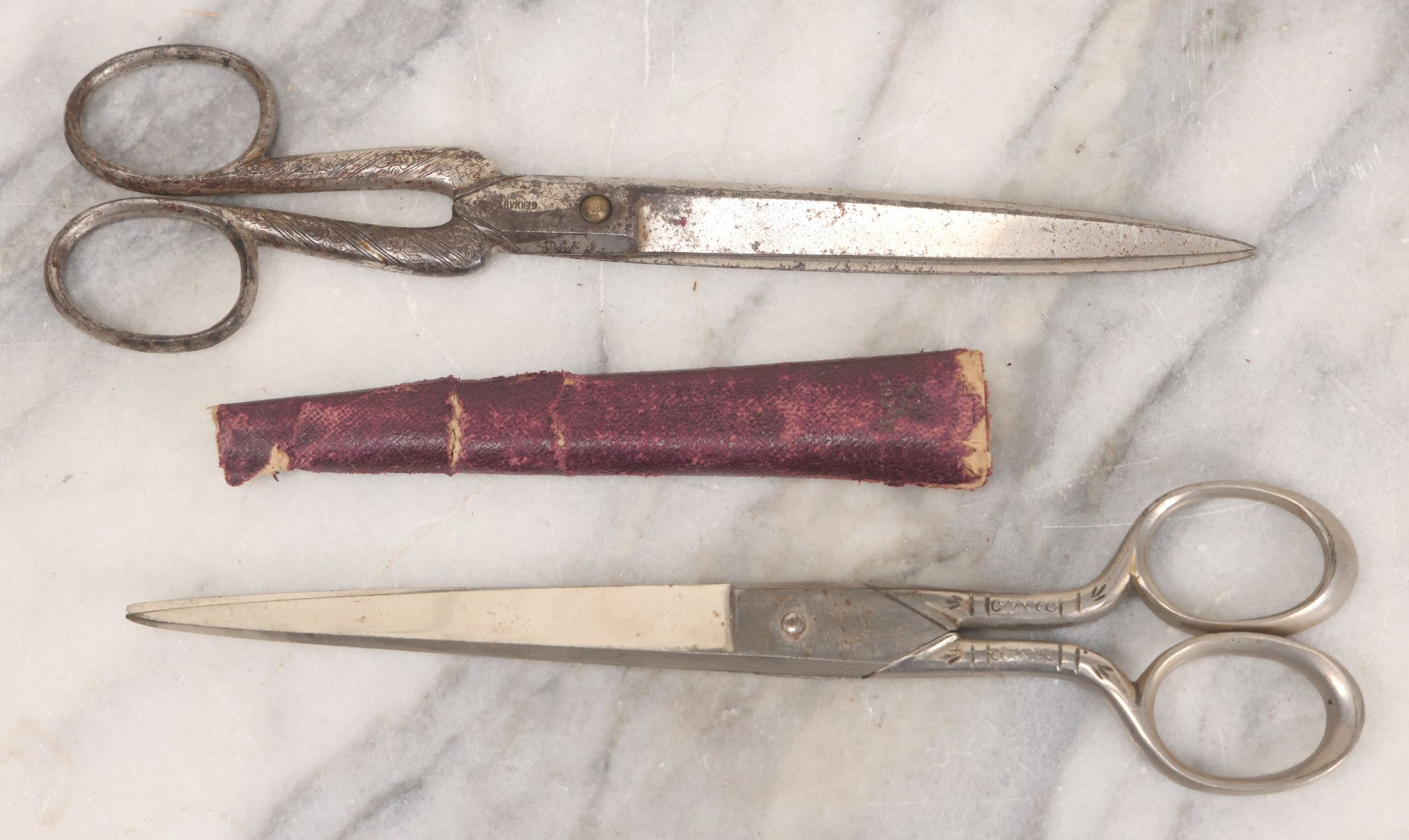 Lot 037 - Two Pairs Of Vintage German Scissors With Decorative Handles ...