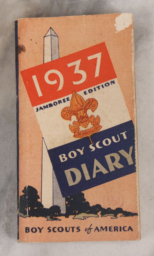 Lot 056 - Vintage "Boy Scout Diary For All Boys" Jamboree Edition 1937 "Useful Information For Boys," Published By The Boy Scouts Of America, New York, New York, Unused