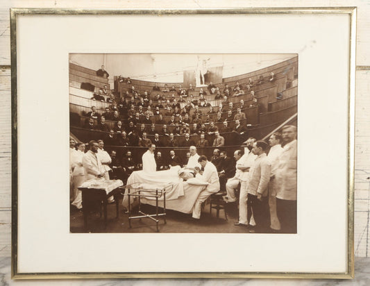 Lot 013 - Vintage Photo Reproduction Of Harvard Medical School Surgical Demo, Mass General Hospital, Original Photo Circa 1893 By Baldwin Coolidge, Reproduced By Sandler Collection Inc. For The New Haven Colony Historical Society, In Modern Metal Frame