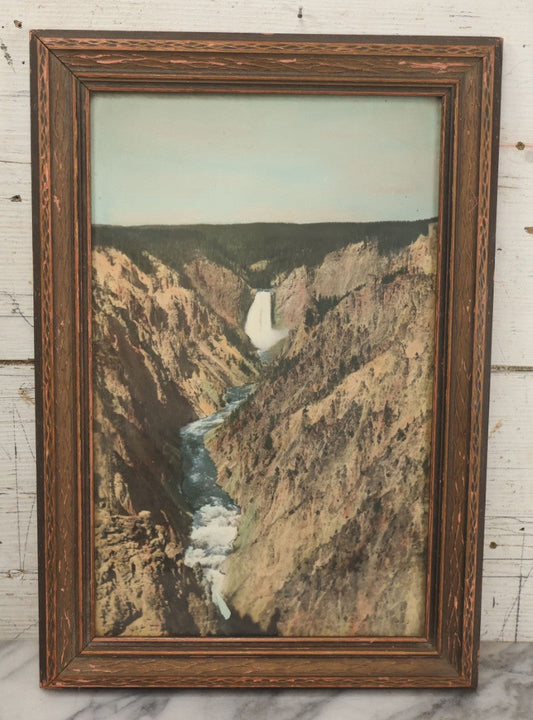 Lot 065 - Vintage Colorized Photograph Of Yellowstone Falls, Yellowstone National Park, Wyoming, In Frame, 12-1/4" x 17-5/8"