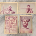 Lot 084 - Grouping Of Four Vintage Color Kodak Snapshot Photographs Of Unidentified Indigenous People Including Man Playing Instrument, Man With Headdress, And Mother With Child