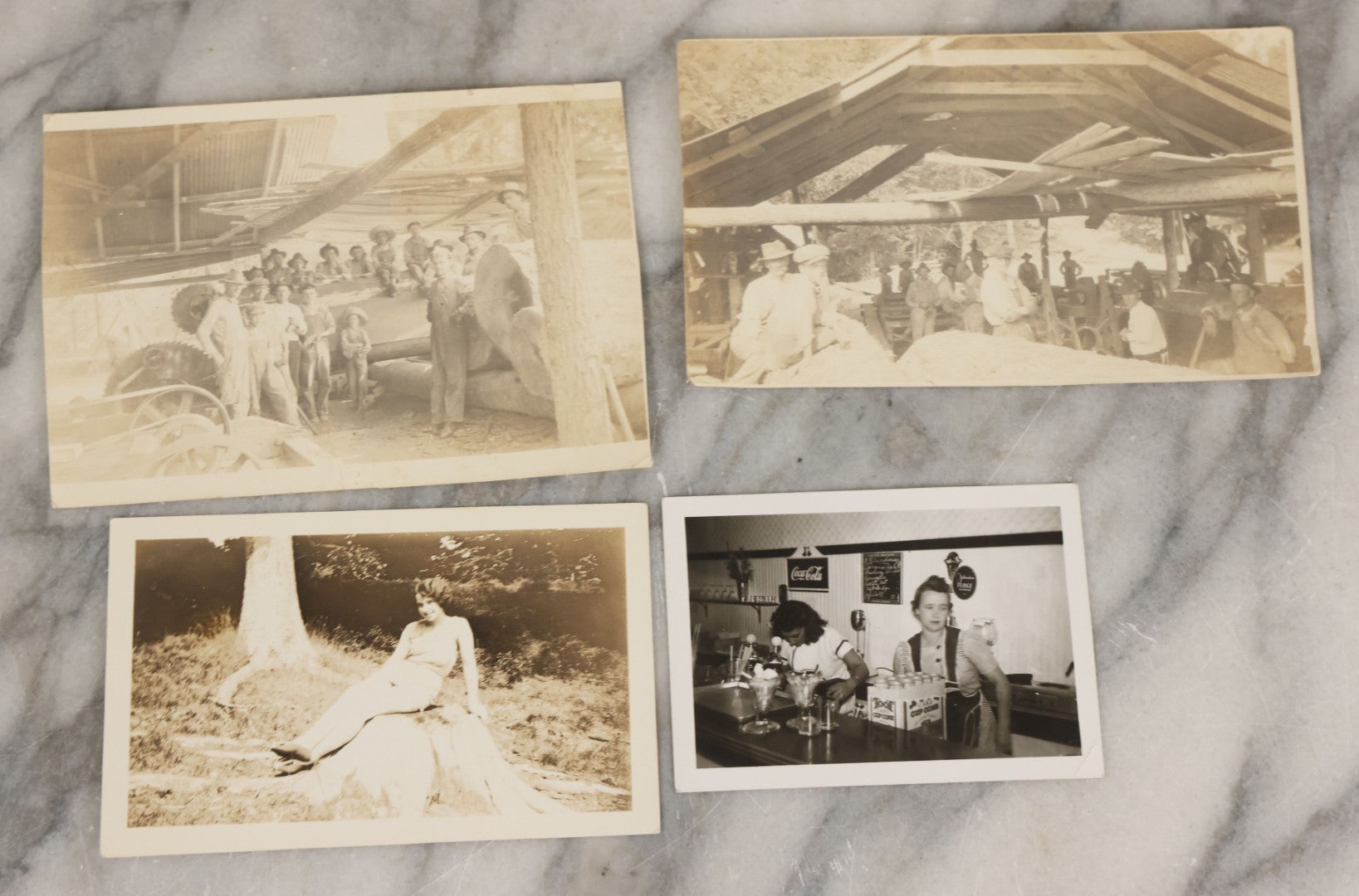 Lot 087 - Grouping Of 35 Vintage Vernacular Black And White Photographs, Including Nun, Soldiers, Women At The Beach, Boston Terrier Dog In Car, And Parade Photos