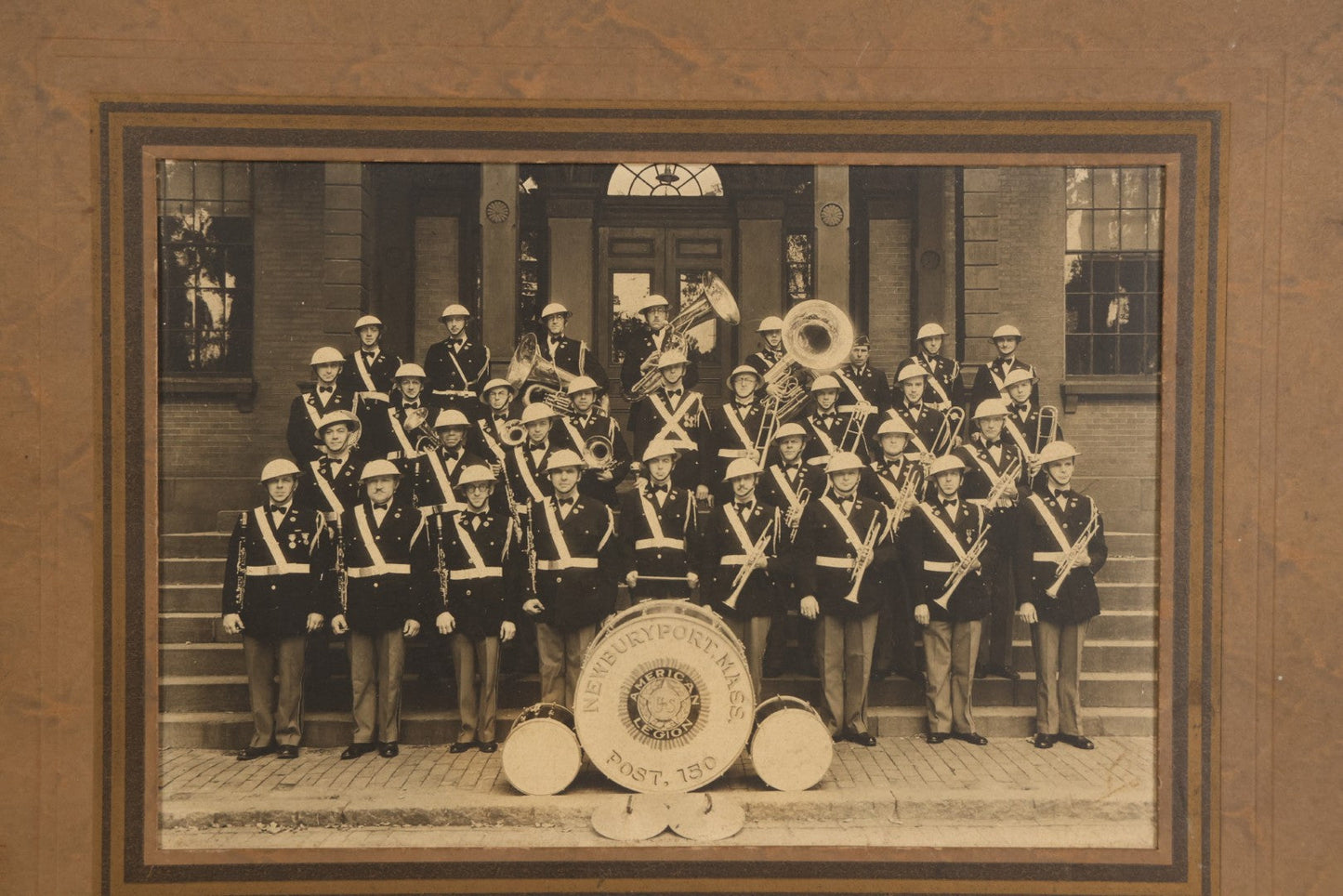 Lot 092 - Antique Photograph In Paper Frame Of The American Legion Post 150 Brass Band, Newburyport, Massachusetts