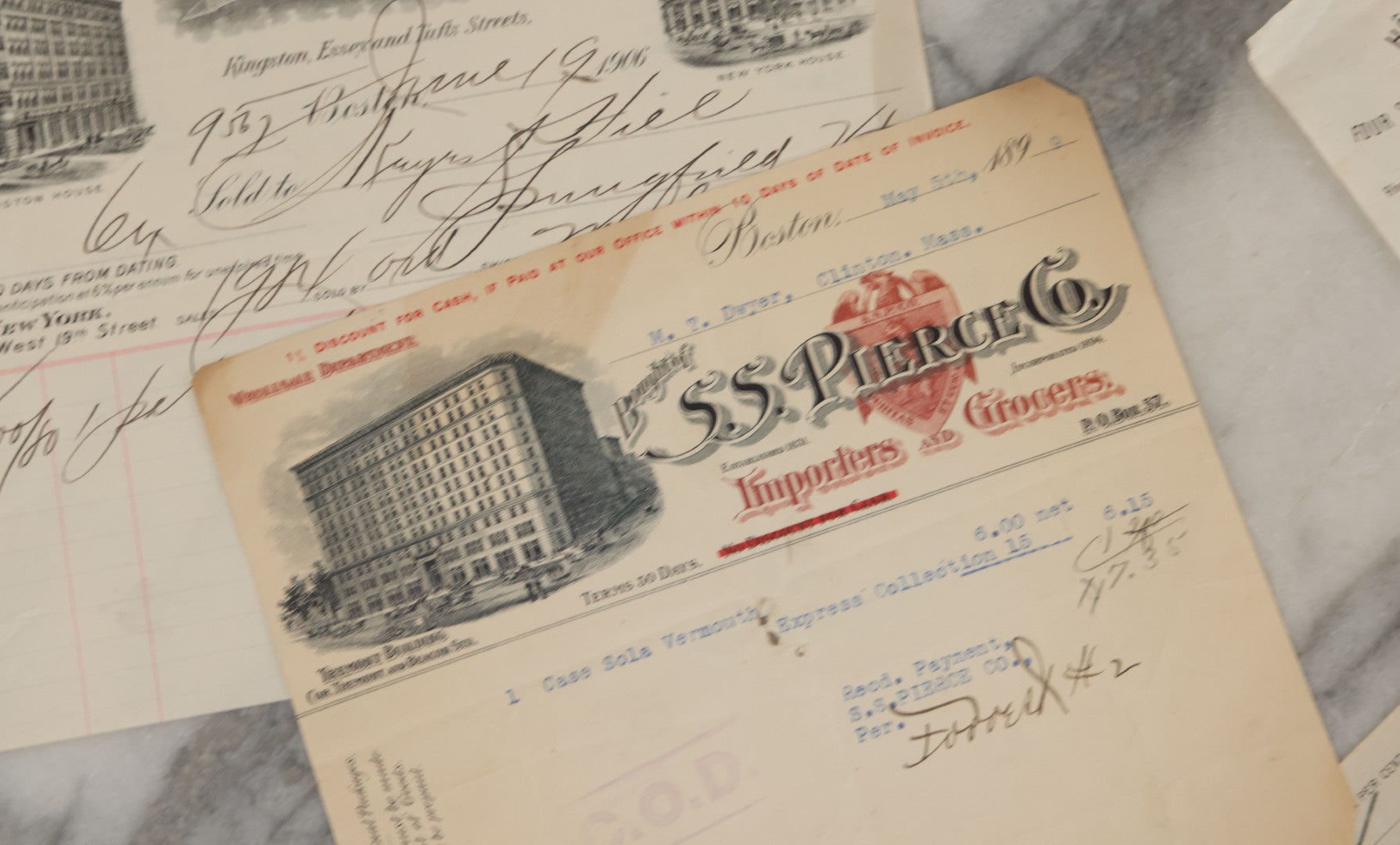 Lot 099 - Grouping Of Seventeen Antique Corporate Documents With Various Billheads, Letterheads, And Advertising For Businesses Including The Beacon Falls Rubber Shoe Co., National Biscuit Company, Hotels, And More