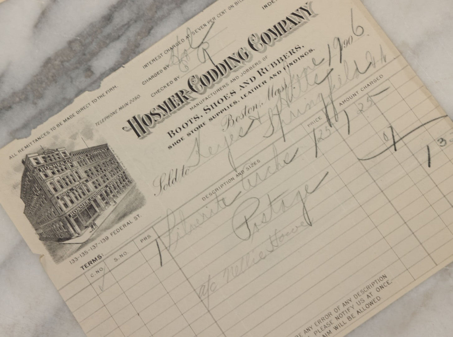 Lot 099 - Grouping Of Seventeen Antique Corporate Documents With Various Billheads, Letterheads, And Advertising For Businesses Including The Beacon Falls Rubber Shoe Co., National Biscuit Company, Hotels, And More