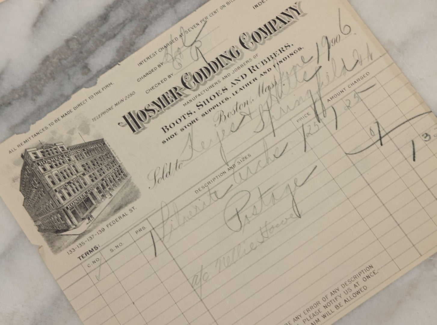 Lot 099 - Grouping Of Seventeen Antique Corporate Documents With Various Billheads, Letterheads, And Advertising For Businesses Including The Beacon Falls Rubber Shoe Co., National Biscuit Company, Hotels, And More