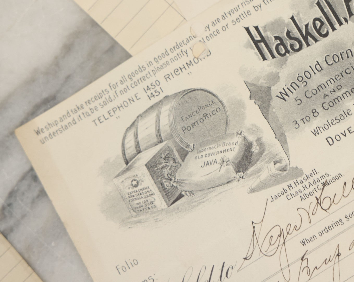 Lot 099 - Grouping Of Seventeen Antique Corporate Documents With Various Billheads, Letterheads, And Advertising For Businesses Including The Beacon Falls Rubber Shoe Co., National Biscuit Company, Hotels, And More