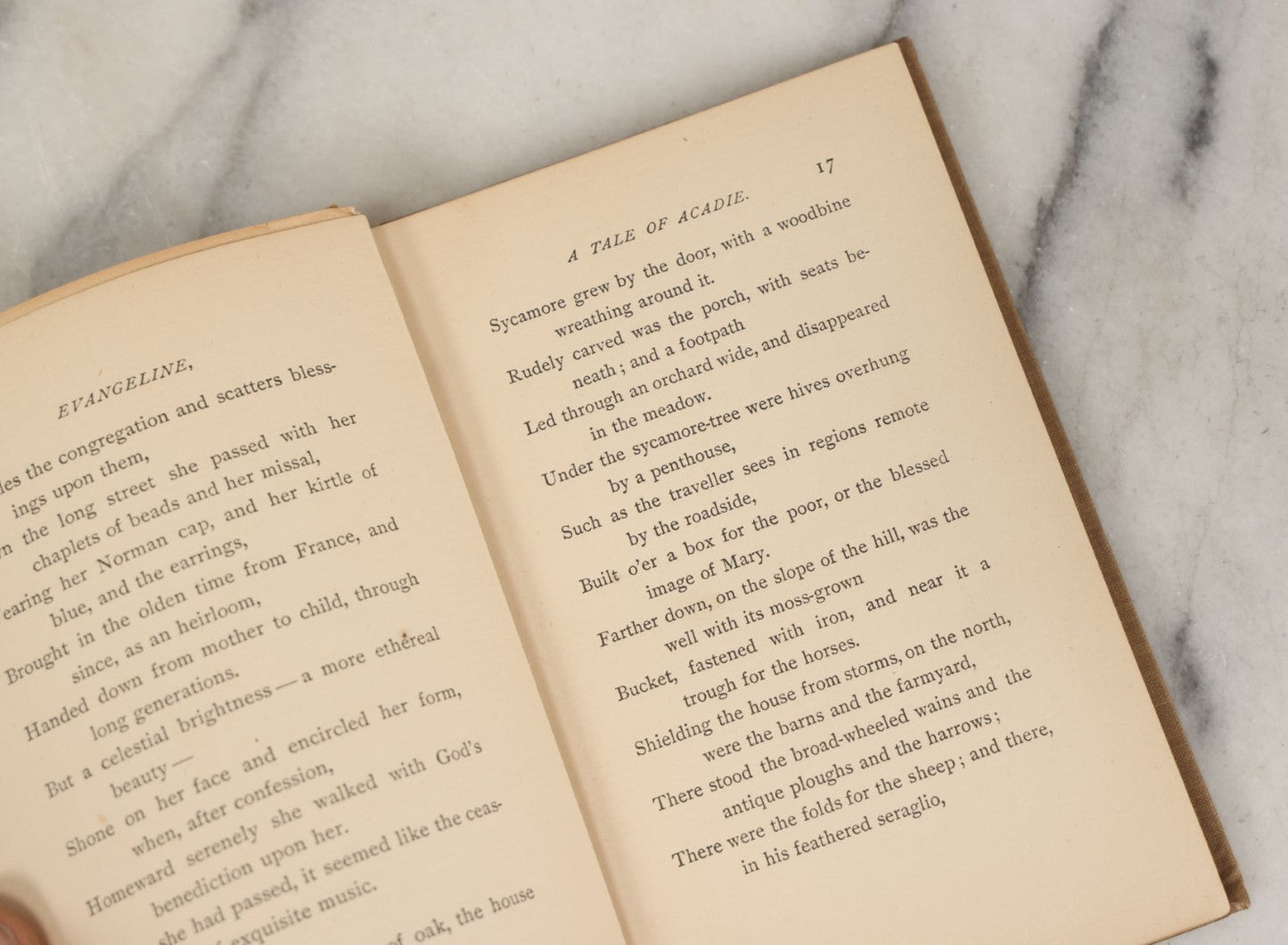 Lot 109 - "Evangeline: A Tale Of Acadie" Antique Poetry Book By Henry Wadsworth Longfellow, Illustrated, H.M. Caldwell Company, Publisher, New York, Circa 1900
