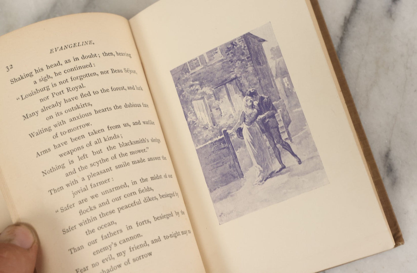 Lot 109 - "Evangeline: A Tale Of Acadie" Antique Poetry Book By Henry Wadsworth Longfellow, Illustrated, H.M. Caldwell Company, Publisher, New York, Circa 1900