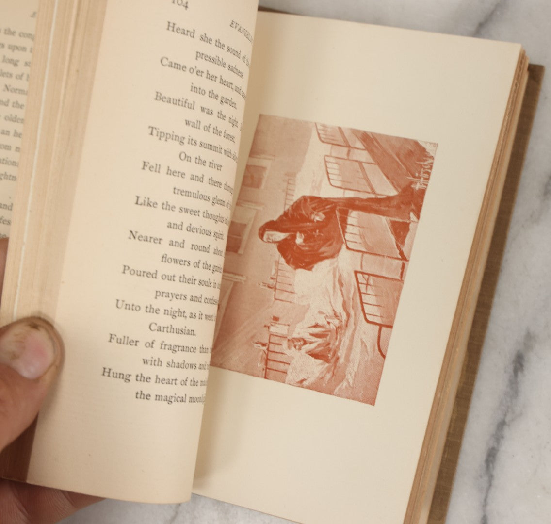 Lot 109 - "Evangeline: A Tale Of Acadie" Antique Poetry Book By Henry Wadsworth Longfellow, Illustrated, H.M. Caldwell Company, Publisher, New York, Circa 1900