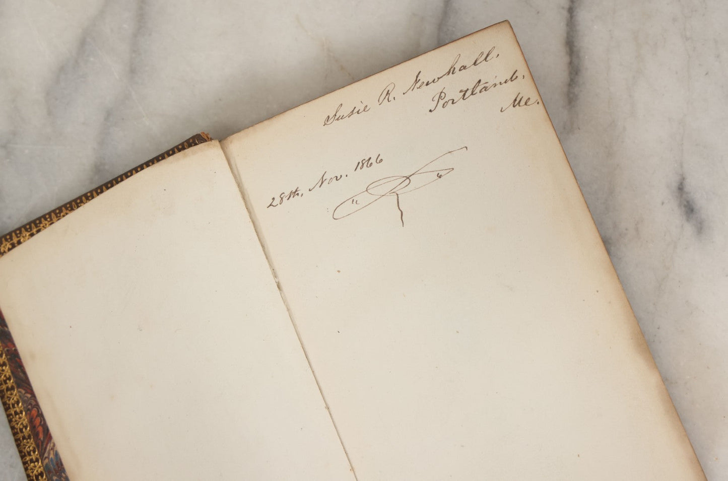 Lot 111 - "The Poems Of Adelaide A. Procter" Antique Poetry Book, Author's Edition With Fine Binding And Gilded Fore Edge, Ticknor And Fields, Publishers, Boston, 1866