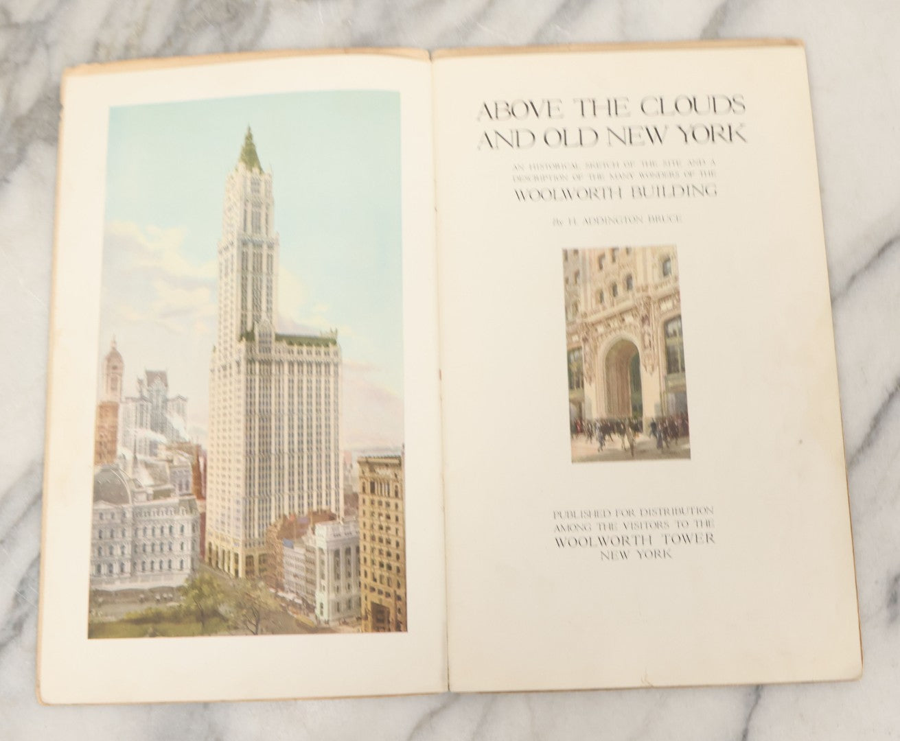 Lot 123 - "Above The Clouds And Old New York: An Historical Sketch Of The Site And The Many Wonders Of The Woolworth Building" Antique Booklet By H. Addington Bruce, Published For Distribution To Visitors, Copyright 1913