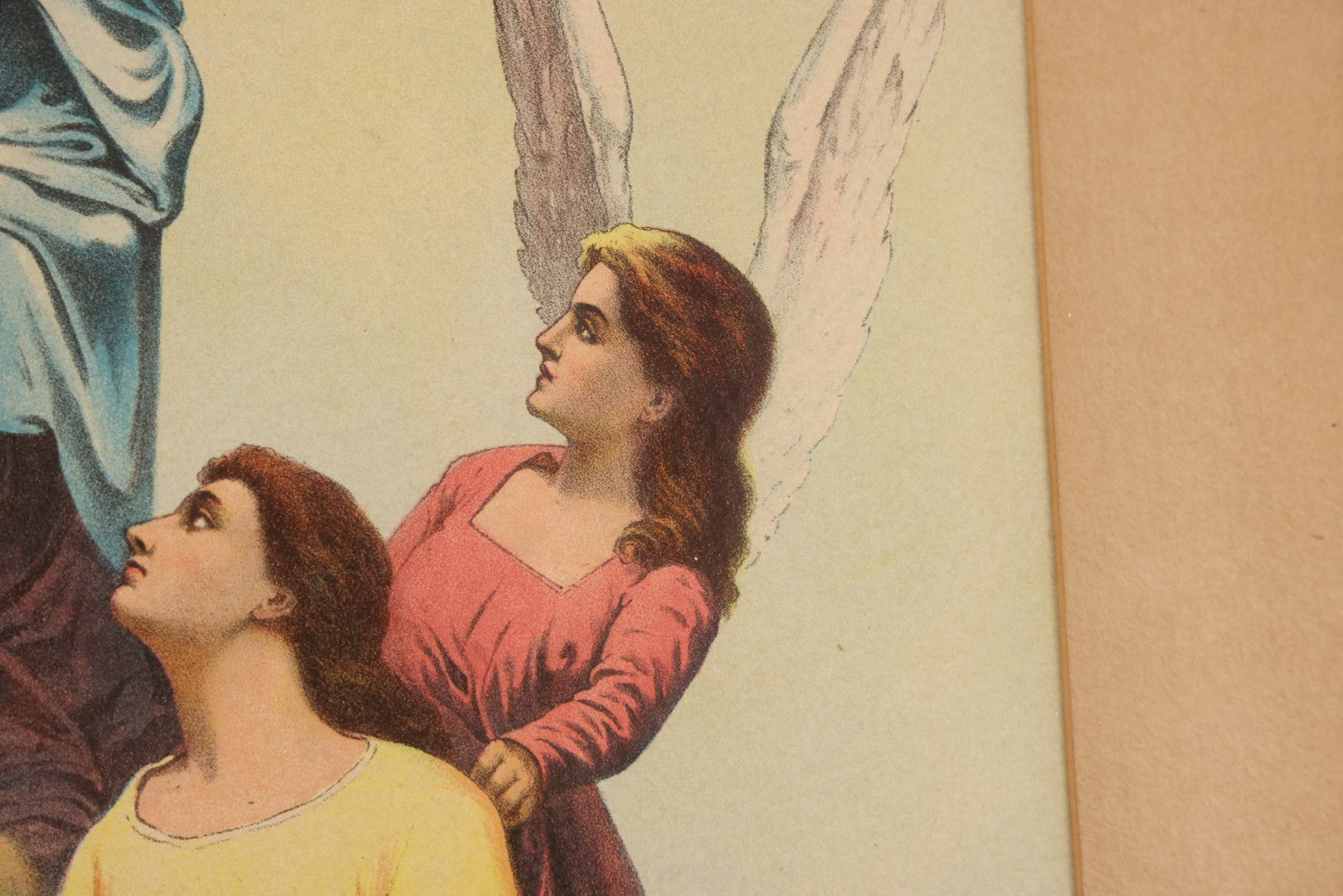 Lot 007 - Antique Lady Of Mount Carmel Catholic Religious Chromolithograph With Damned Souls Coming Out Of Hell, Purgatory, In Frame, 16-1/2" x 23-1/2"