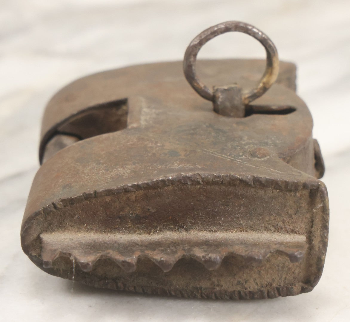 Lot 009 - Antique Hand Wrought Iron Strongbox Padlock With Key, Working Condition, Original Patina, Circa 18th Century